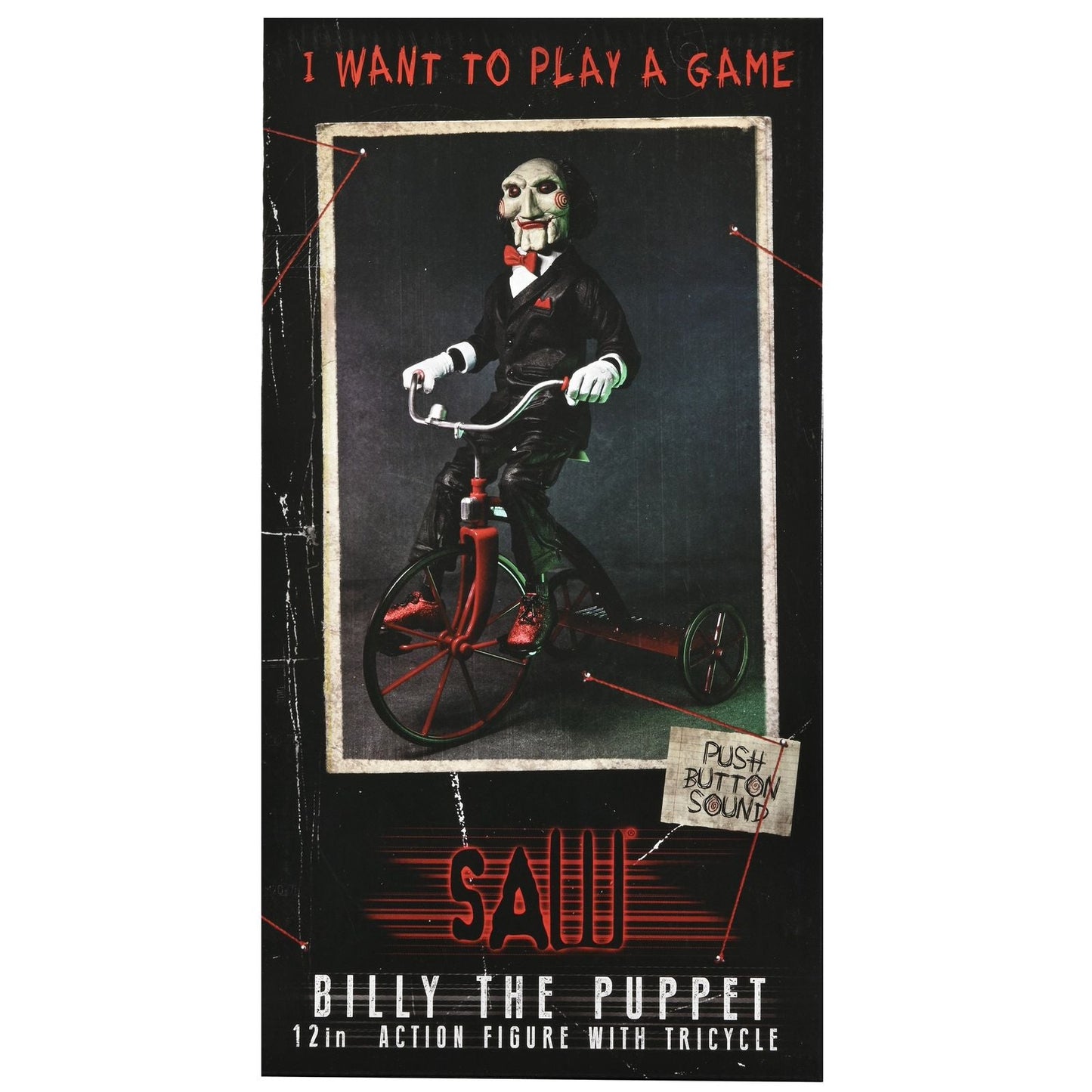 BILLY THE PUPPET WITH SOUND RIDING TRICYCLE VERSION FIGURA 33 CM SAW RE-RUN