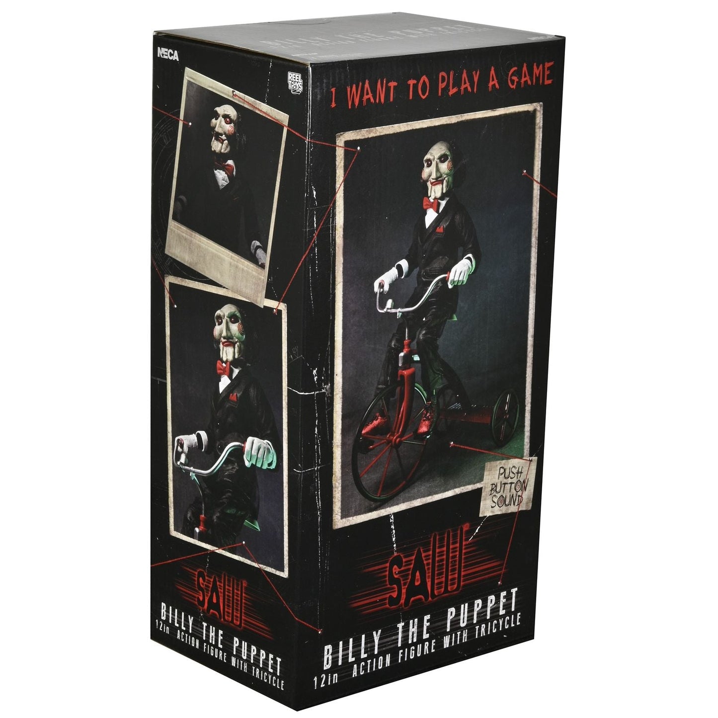 BILLY THE PUPPET WITH SOUND RIDING TRICYCLE VERSION FIGURA 33 CM SAW RE-RUN