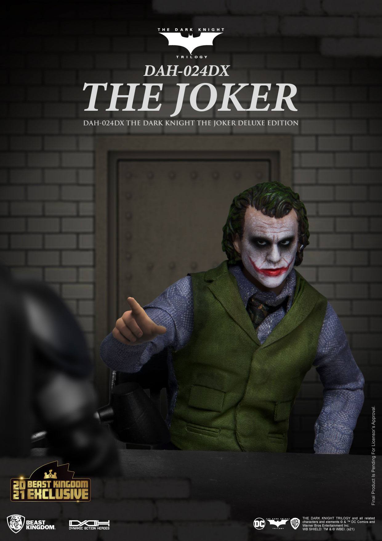 Beast Kingdom - DC Comics - Batman The Dark Knight Figura Dynamic 8ction Heroes 1/9 The Joker Deluxe Version 21 cm