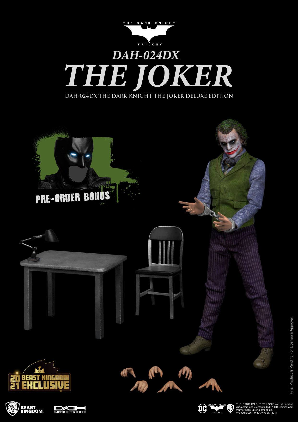 Beast Kingdom - DC Comics - Batman The Dark Knight Figura Dynamic 8ction Heroes 1/9 The Joker Deluxe Version 21 cm