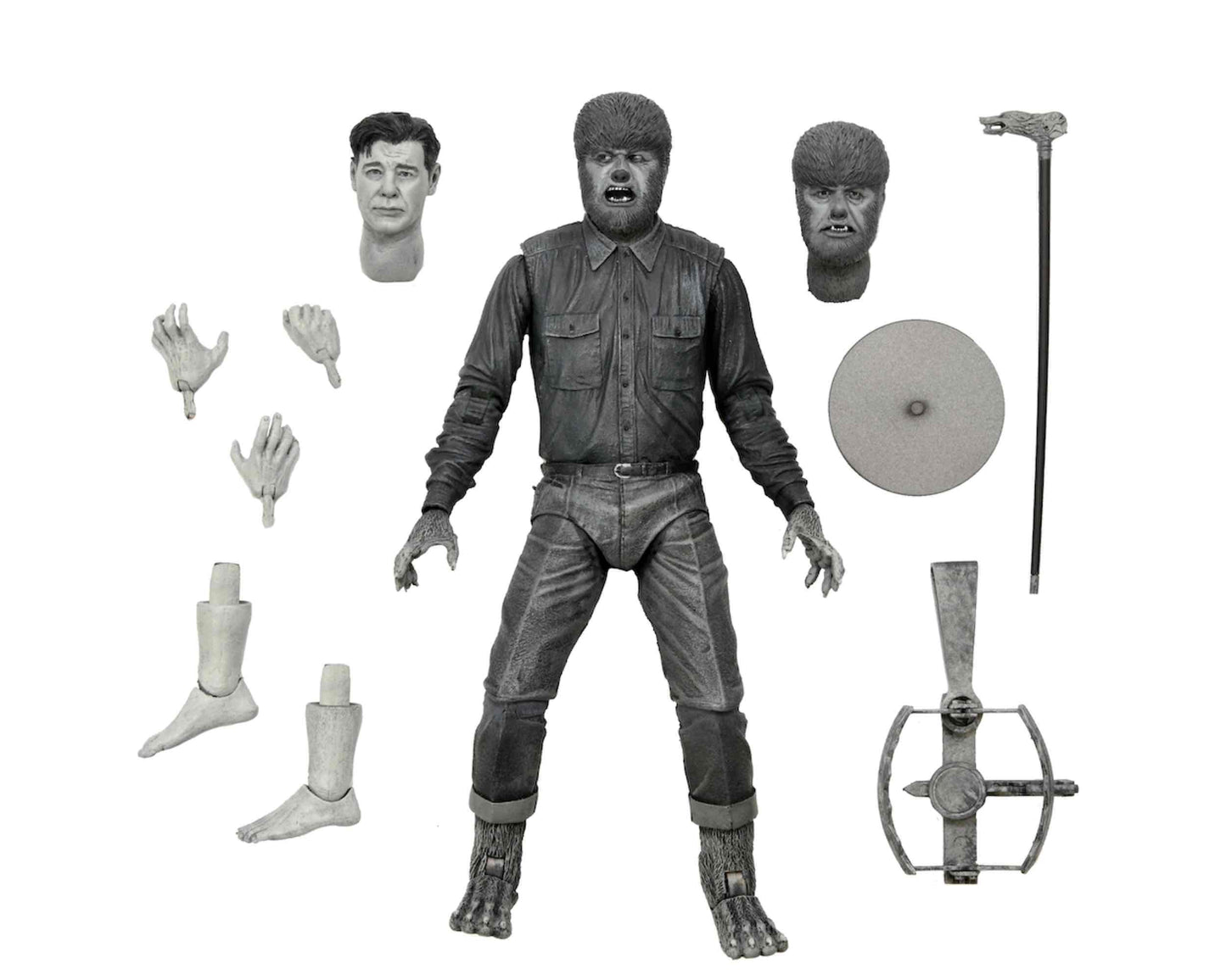 FIGURA NECA UNIVERSAL MONSTER SCALE ACTION ULTIMATE WOLF (B&W)