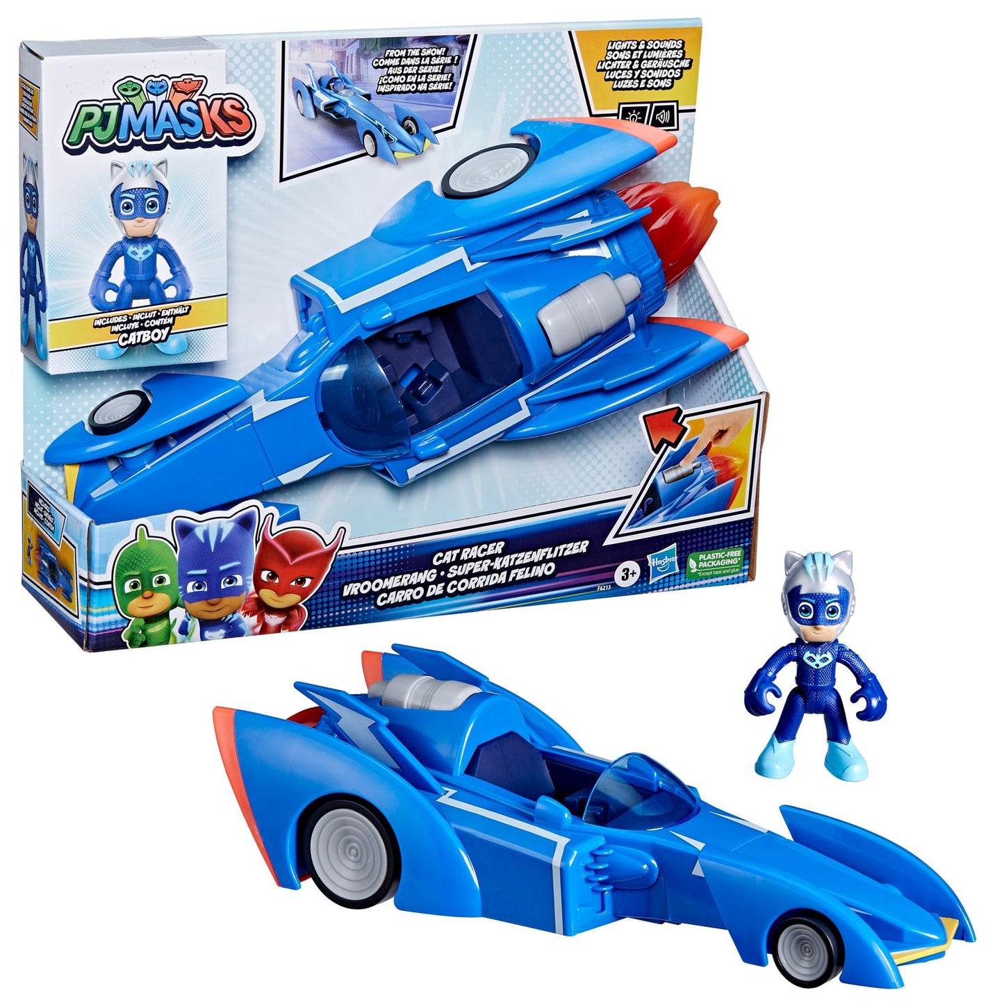 FIGURA HASBRO GATOMOVIL PJ MASKS POWER HEROES - SÚPER GATO - MÓVIL