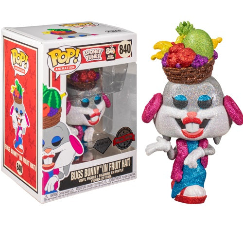 FUNKO POP LOONEY TUNES BUGS BUNNY CON SOMBRERO DE FRUTAS GLITTER EFECTO DIAMANTE EXCLUSIVO EDICION ESPECIAL 51731