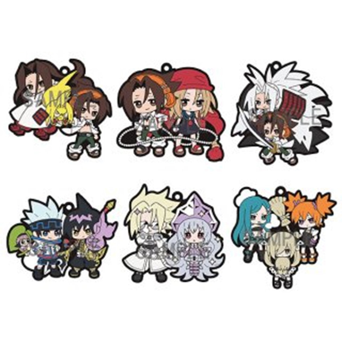 ACCESORIO DE COLGANTE LLAVERO MEGAHOUSE RUBBER MASCOT SHAMAN KING SET DE 6