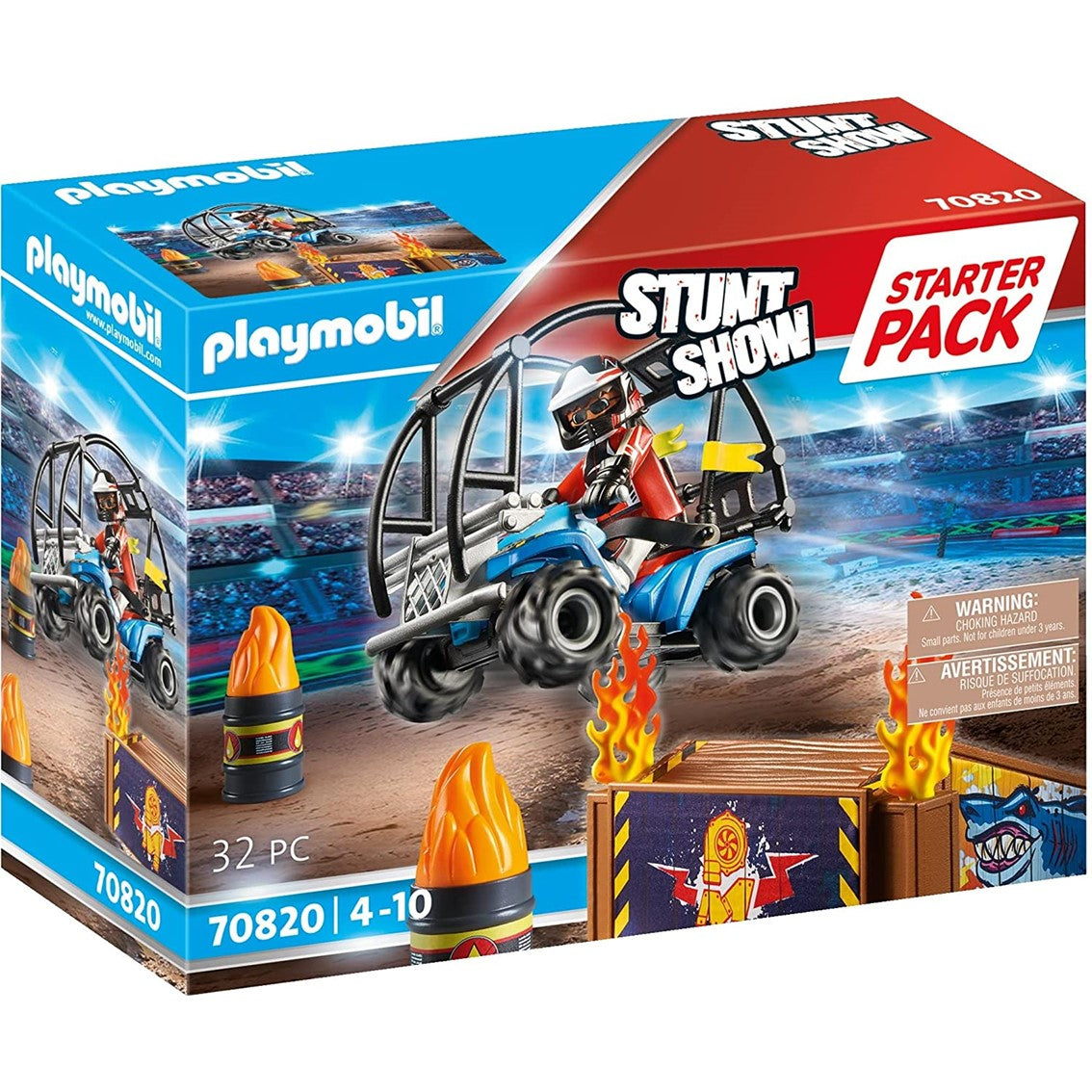 PLAYMOBIL STARTER PACK STUNTSHOW QUAD CON RAMPA DE FUEGO