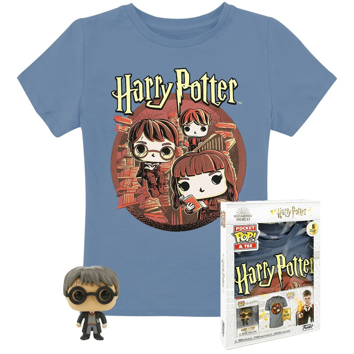 POP & TEE HARRY POTTER FUNKO + CAMISETA TRIO TALLA M