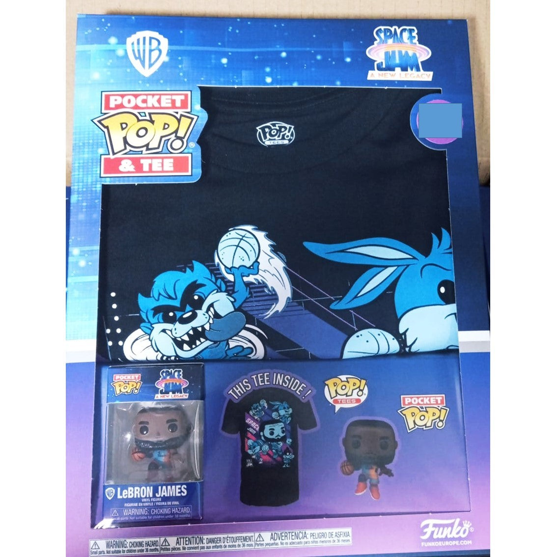 POP & TEE SPACE JAM LOONEY TUNES LEBRON JAMES FUNKO + CAMISETA TALLA S