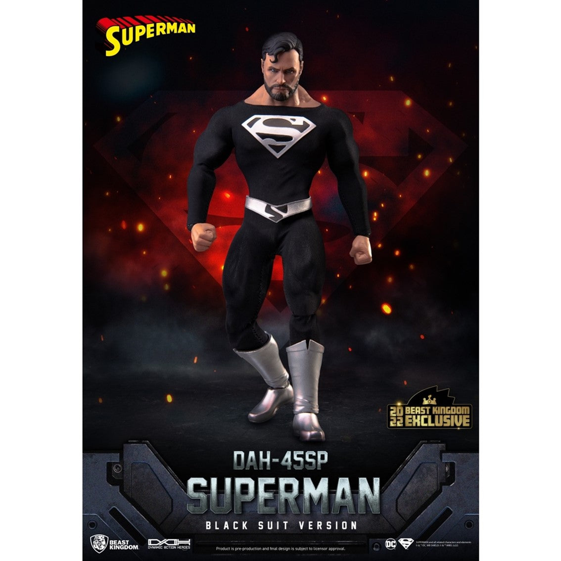 FIGURA BEAST KINGDOM DC COMICS SUPERMAN DYNAMIC8H TRAJE NEGRO ESPECIAL