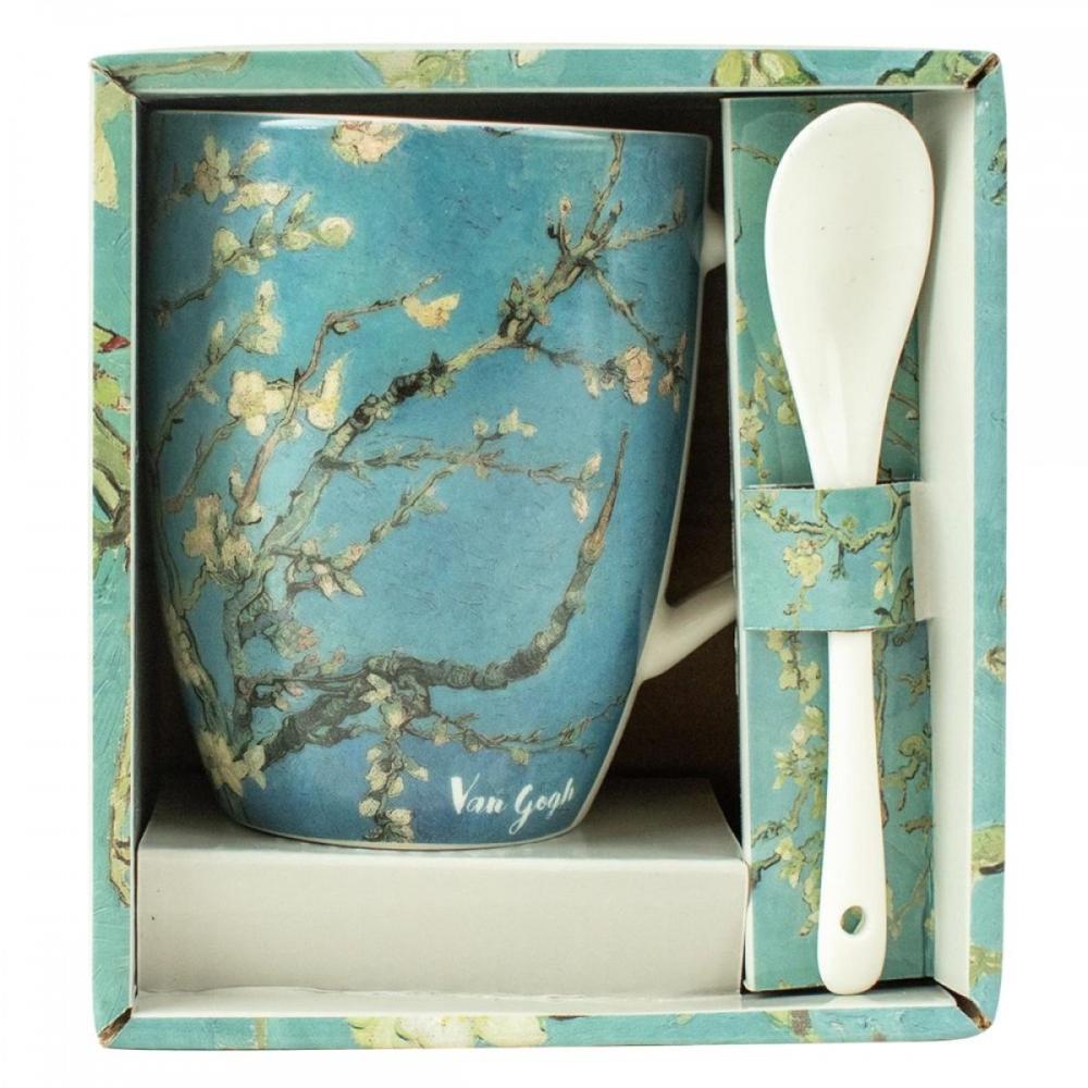 TAZA DE CERÁMICA CON CUCHARA ENESCO LOS ALMENDROS VINCENT VAN GOGH