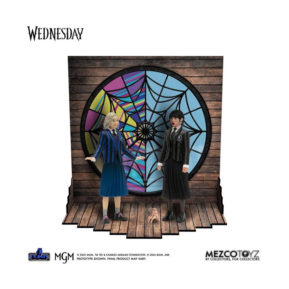 PACK 2 FIGURAS MEZCO TOYZ WEDNESDAY 5 POINTS WEDNESDAY & ENID