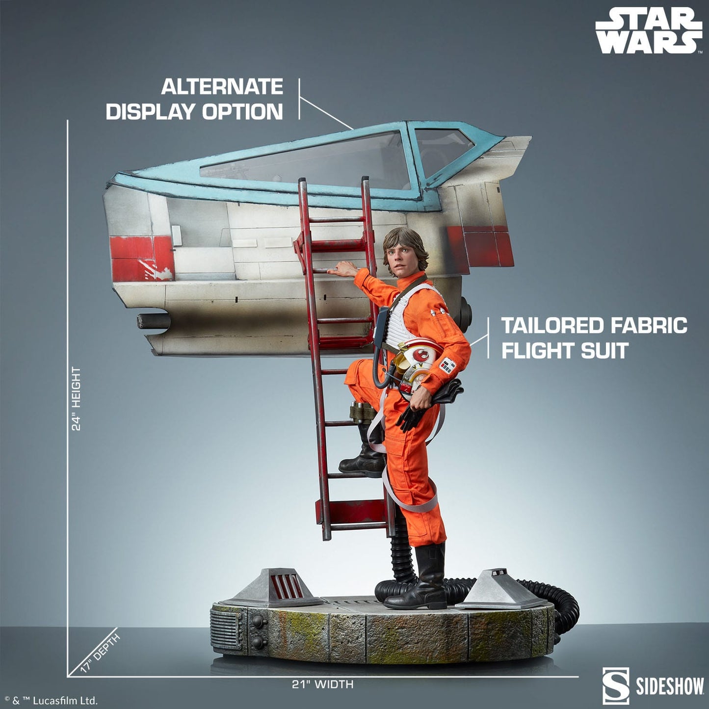 Sideshow Collectibles - Star Wars - Luke Skywalker & X-Wing: Red Five - Estatua Premium Format (76 cm)