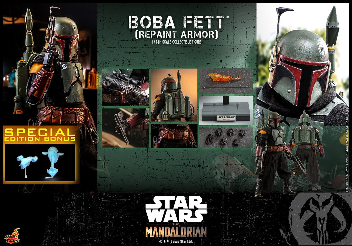 Star Wars The Mandalorian Figura 16 Boba Fett (Repaint Armor) 30 cm Special Edition