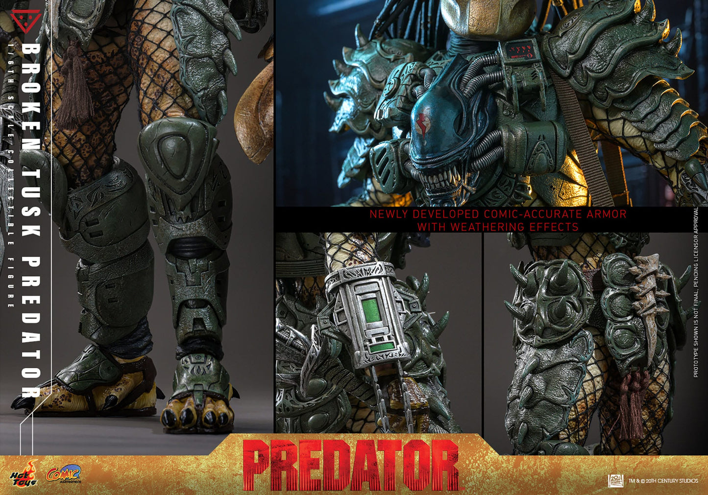 HOT TOYS - ALIEN VS PREDATOR - Figura Comic Masterpiece 1/6 Broken Tusk Predator 35 cm