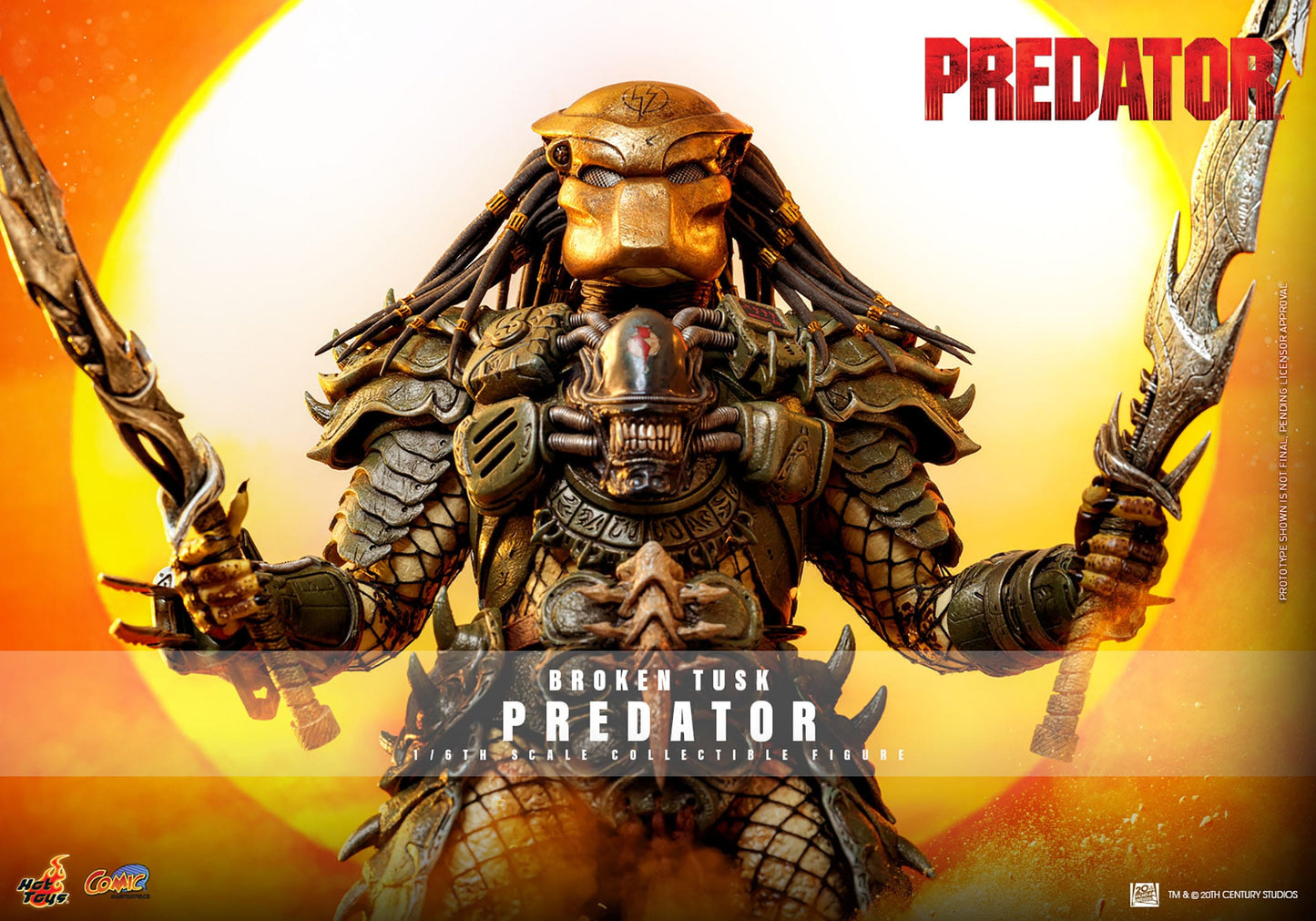 HOT TOYS - ALIEN VS PREDATOR - Figura Comic Masterpiece 1/6 Broken Tusk Predator 35 cm