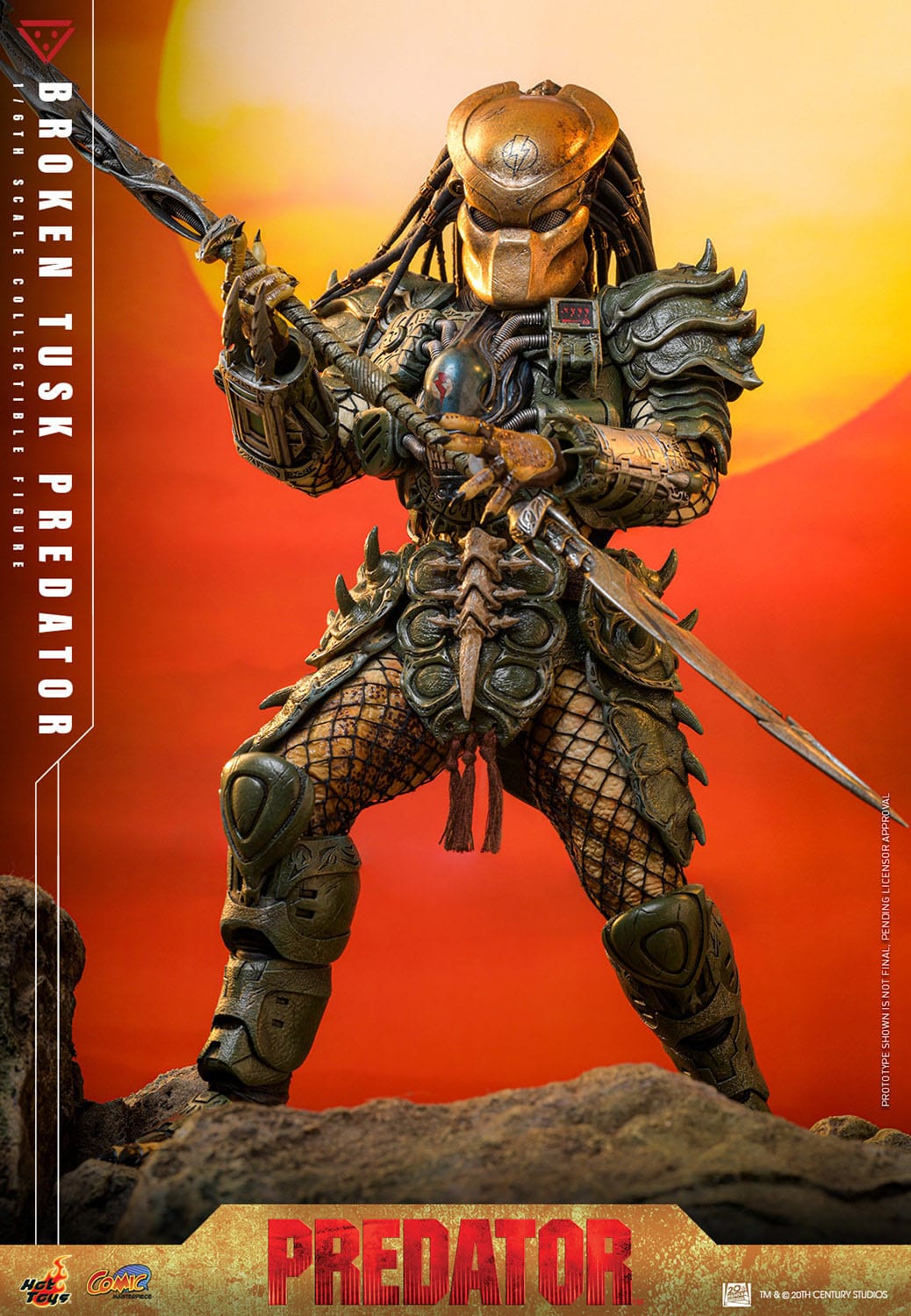 HOT TOYS - ALIEN VS PREDATOR - Figura Comic Masterpiece 1/6 Broken Tusk Predator 35 cm
