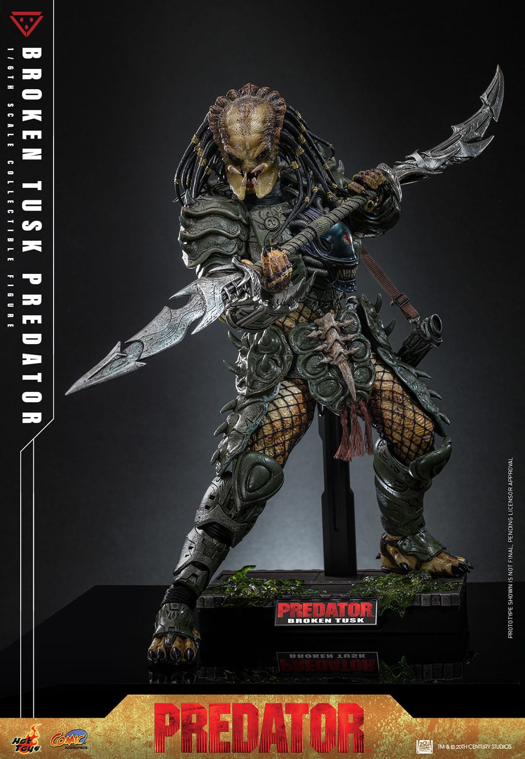 HOT TOYS - ALIEN VS PREDATOR - Figura Comic Masterpiece 1/6 Broken Tusk Predator 35 cm