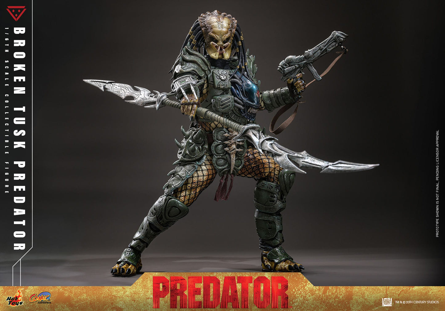 HOT TOYS - ALIEN VS PREDATOR - Figura Comic Masterpiece 1/6 Broken Tusk Predator 35 cm