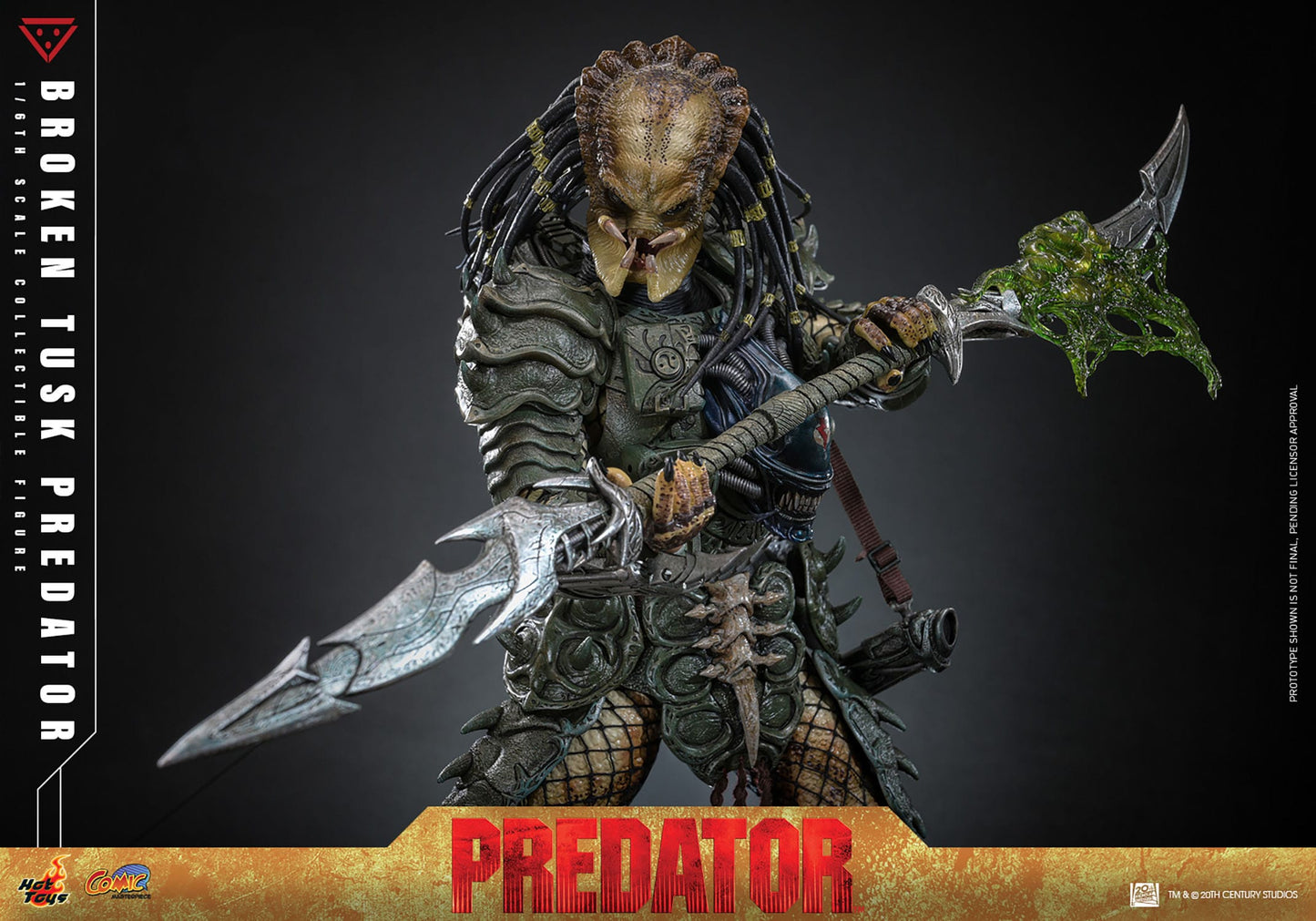 HOT TOYS - ALIEN VS PREDATOR - Figura Comic Masterpiece 1/6 Broken Tusk Predator 35 cm