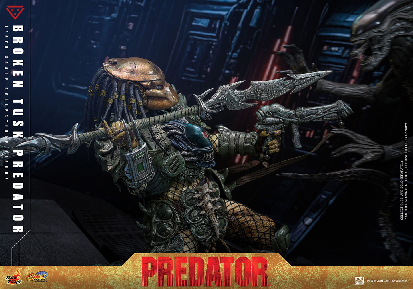 HOT TOYS - ALIEN VS PREDATOR - Figura Comic Masterpiece 1/6 Broken Tusk Predator 35 cm