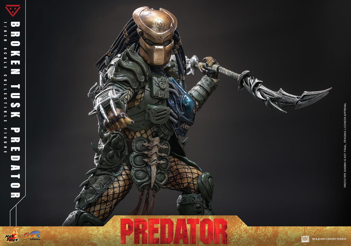 HOT TOYS - ALIEN VS PREDATOR - Figura Comic Masterpiece 1/6 Broken Tusk Predator 35 cm