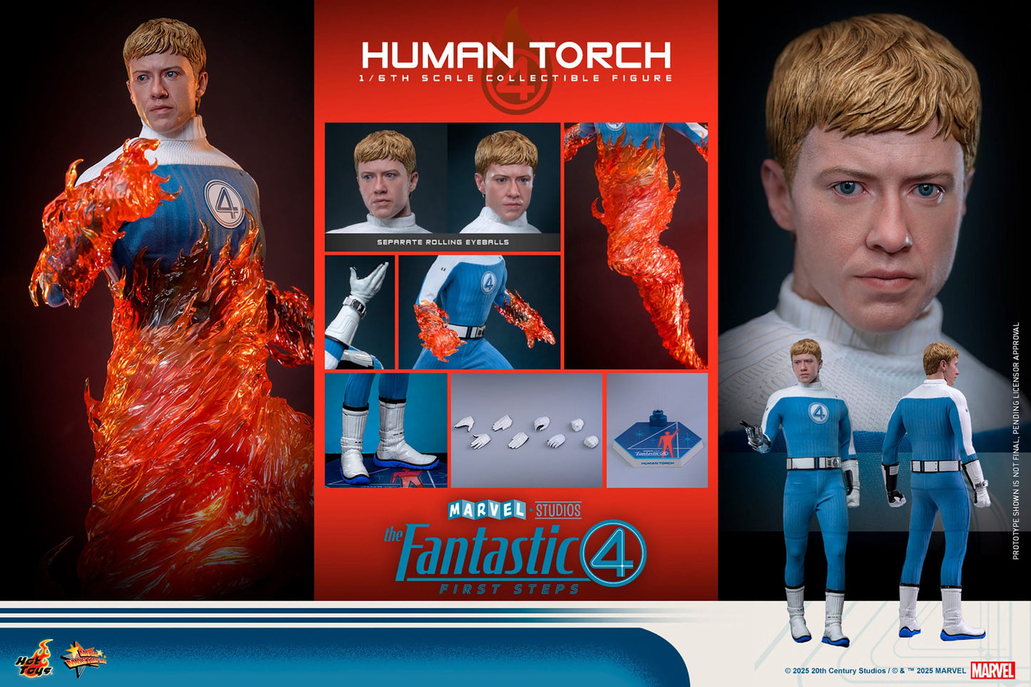 HOT TOYS - MARVEL - Figura Movie Masterpiece 1/6 Human Torch 30 cm