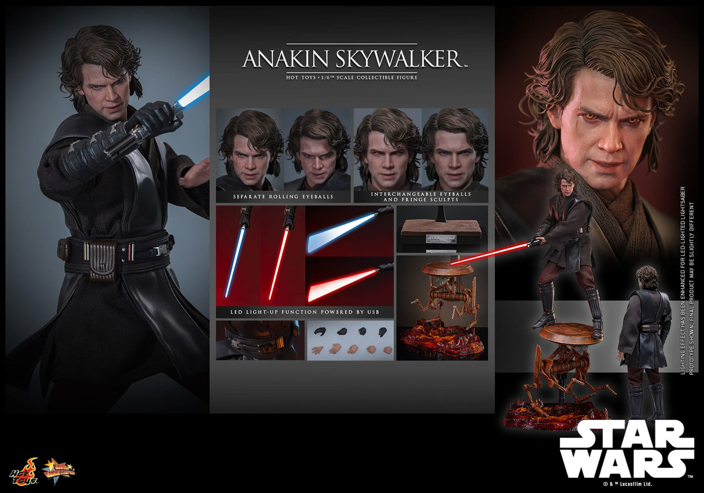 HOT TOYS - STAR WARS - Figura Movie Masterpiece 1/6 Anakin Skywalker 31 cm