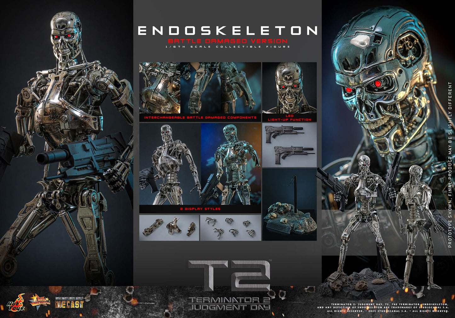 HOT TOYS - TERMINATOR - Figura Movie Masterpiece Die-cast 1/6 Endoesqueleto 31 cm