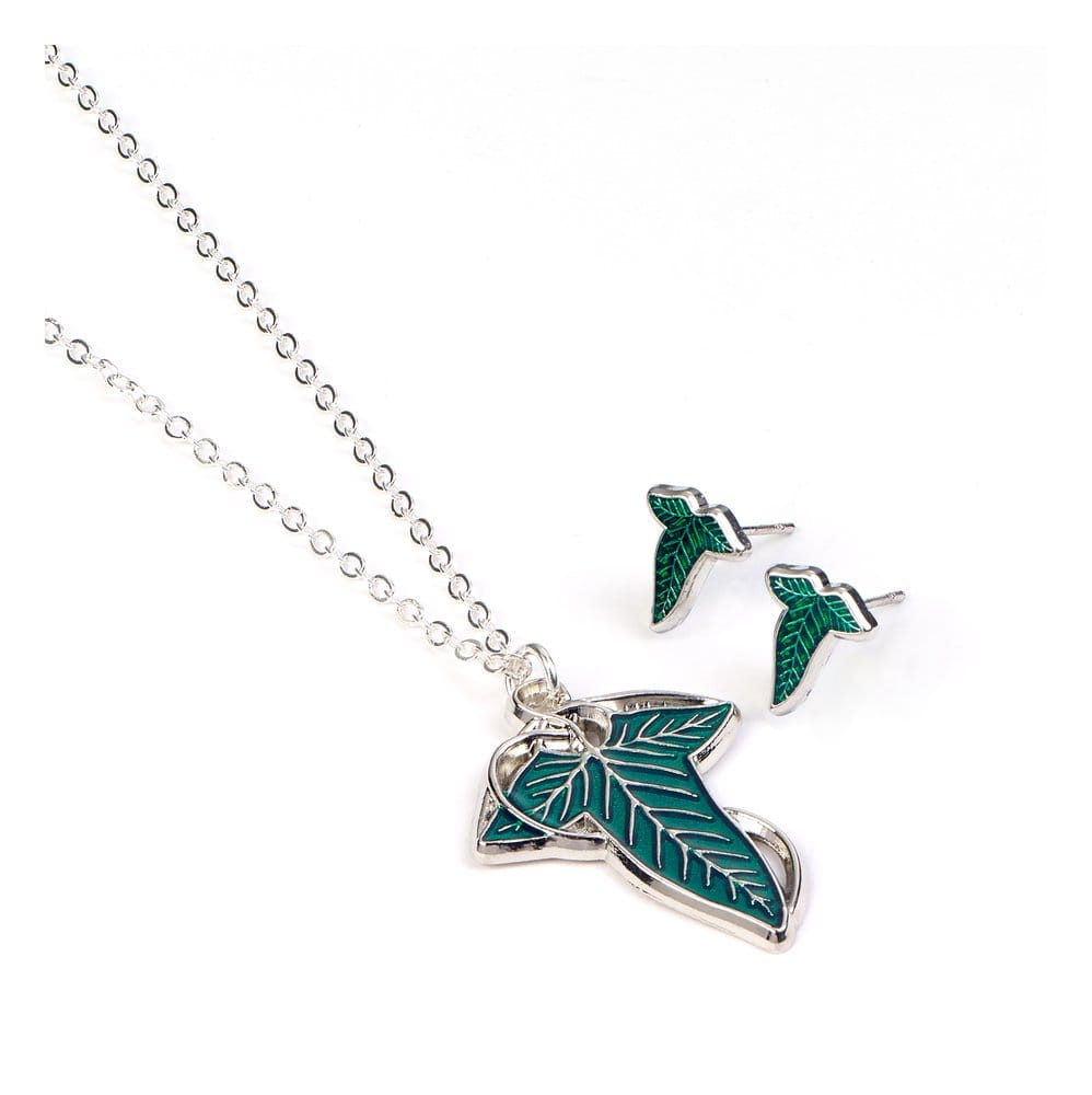 El Señor de los Anillos Set de regalo de pendientes y collar Hoja de Lorien