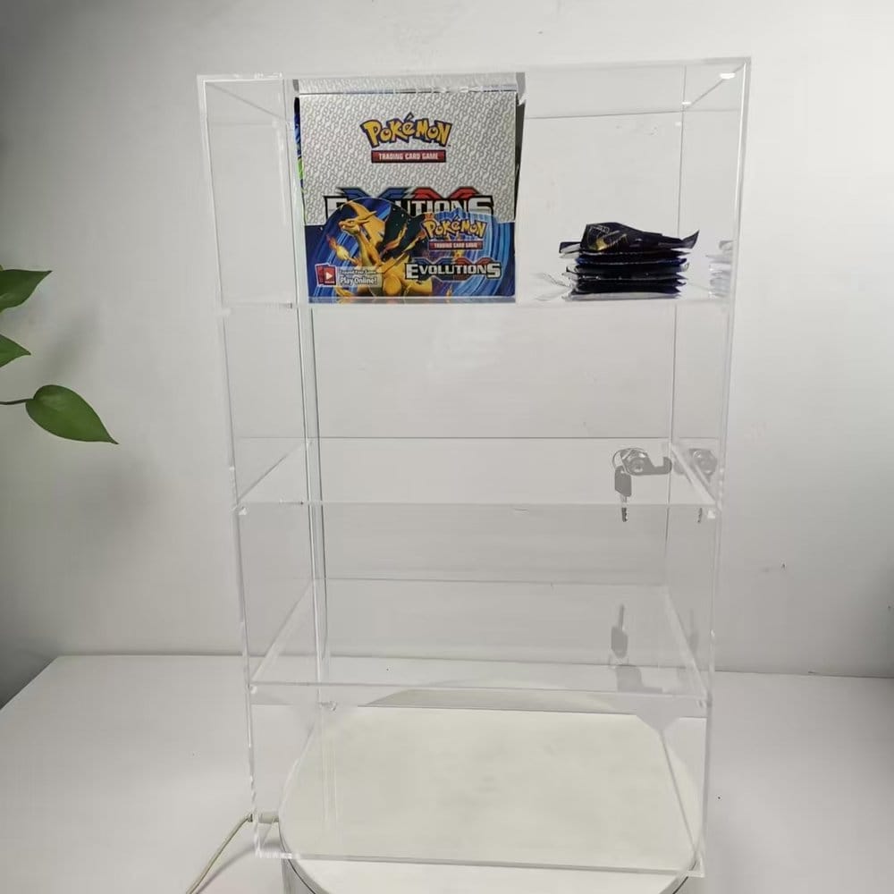 Evoretro Vitrina de mostrador de 4 niveles de acrílico con cerradura