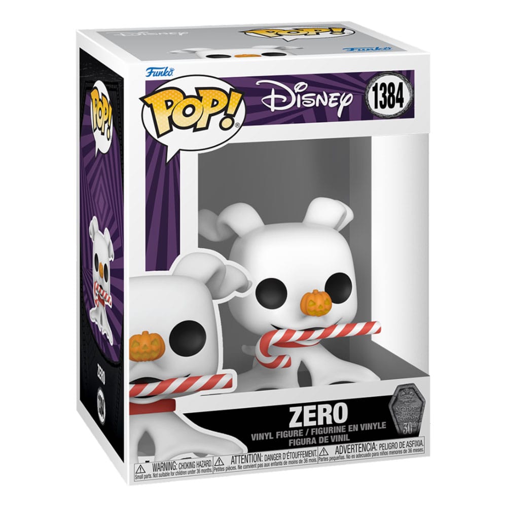Pesadilla antes de Navidad 30th Figura POP! Disney Vinyl Zero w/Candy Cane 9 cm
