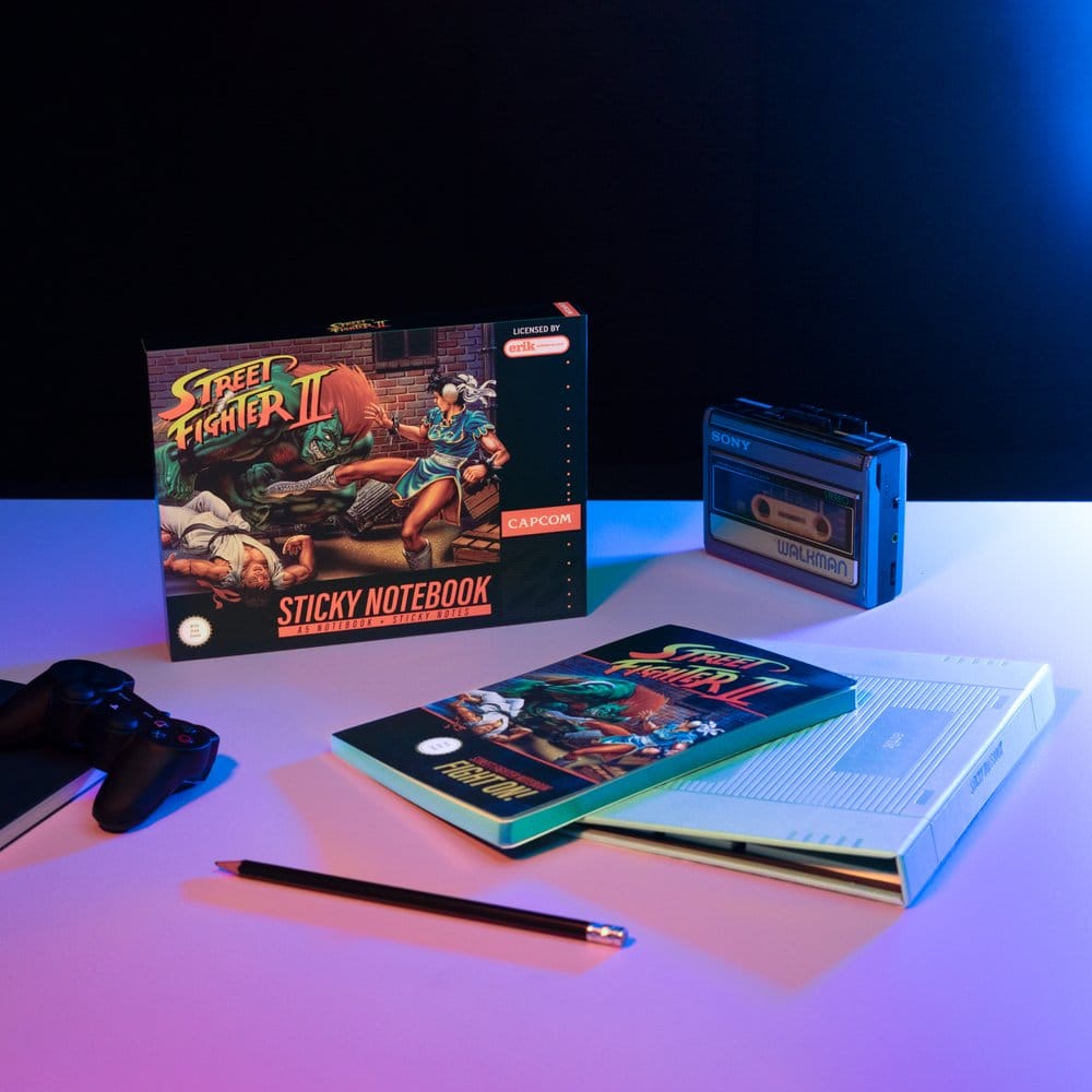 Street Fighter Cuaderno Premium con notas adhesivas y funda A5