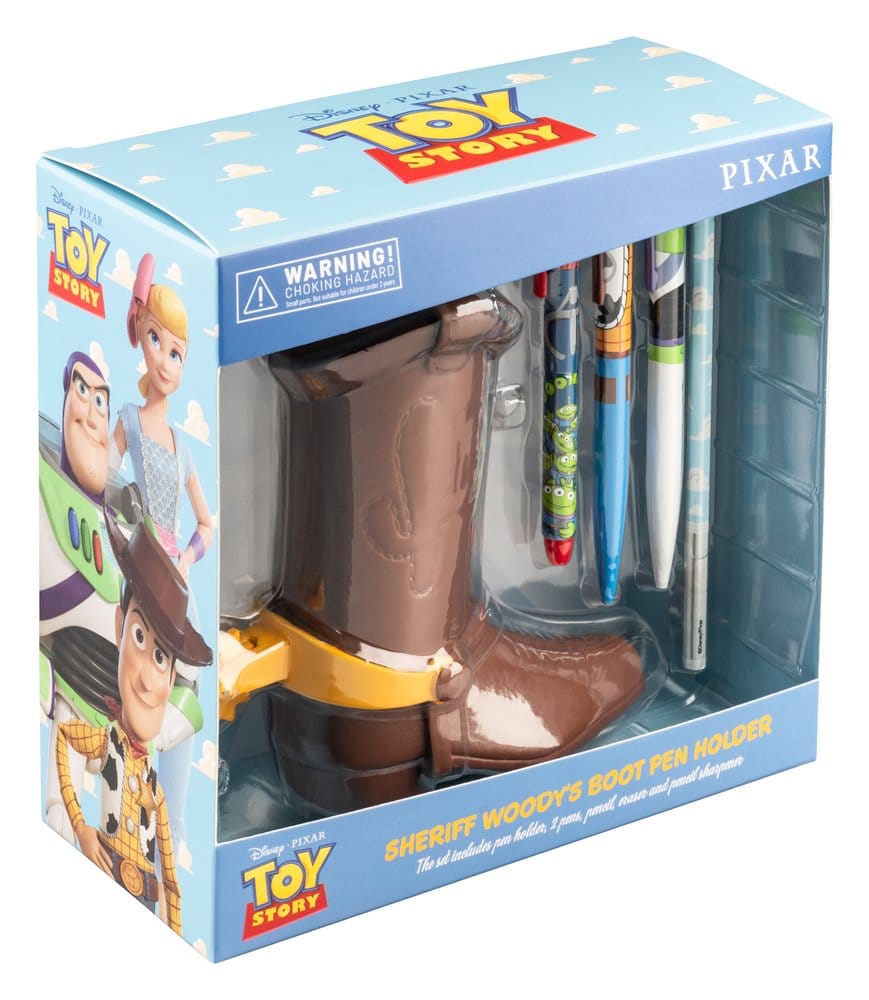 Disney Pixar Toy Story Portalápices con set de papelería Bota de Woody 16 cm