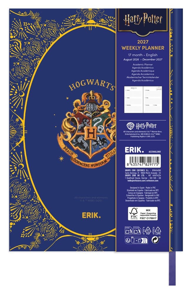 Harry Potter Agenda Escolar planificador semanal 2026/2027 A5