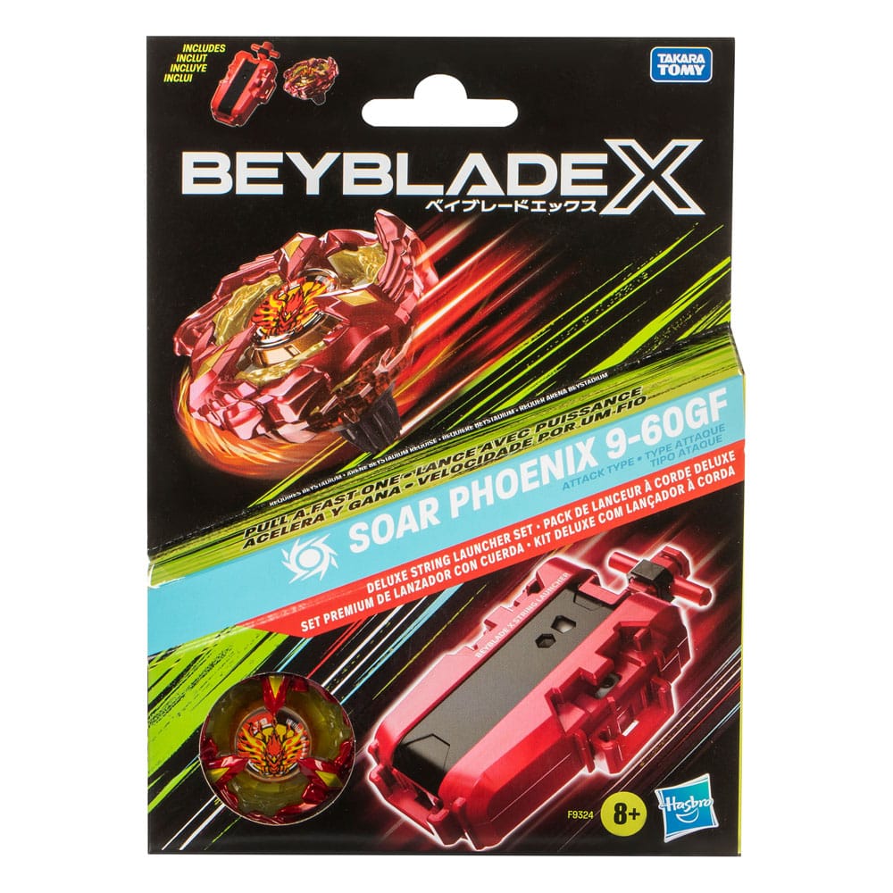 Beyblade X, Set premium de lanzador con cuerda y top Soar Phoenix