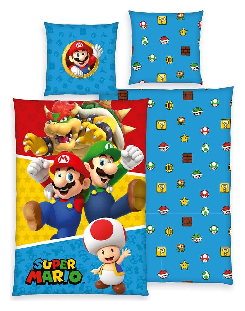Pokémon Ropa de cama Super Mario (Mario, Luigi, Toad, Bowser) 135 x 200 cm