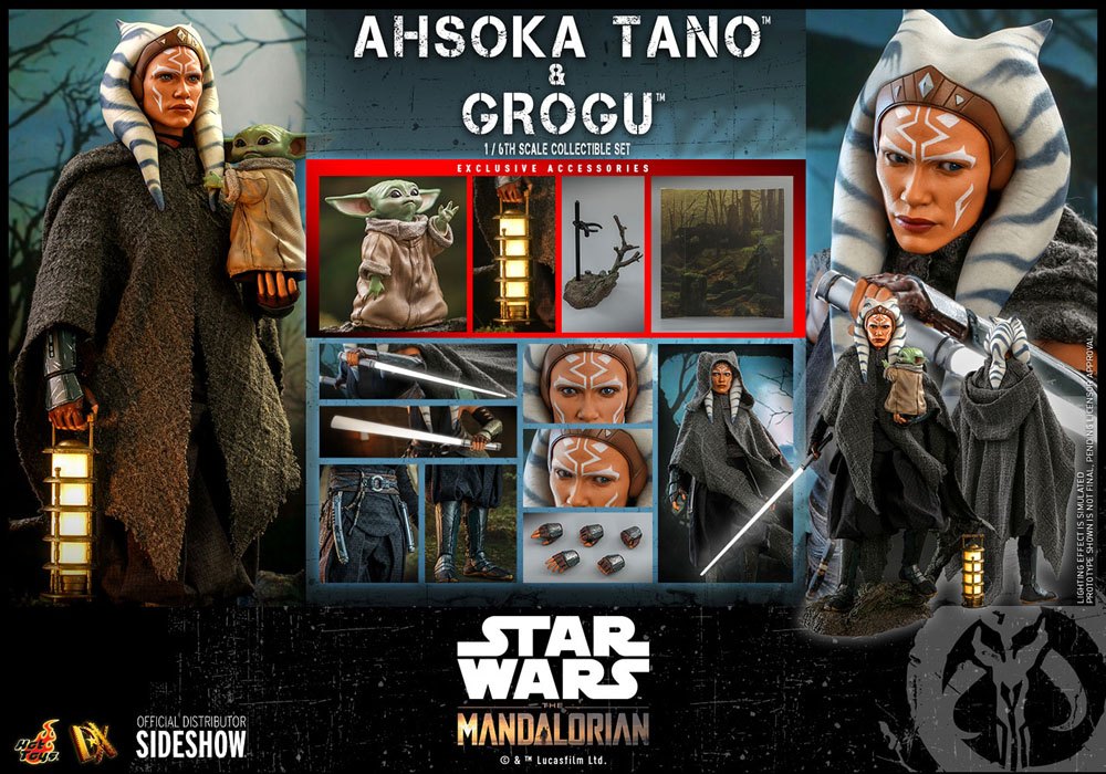 Star Wars The Mandalorian Pack de 2 Figuras 1/6 Ahsoka Tano & Grogu 29 cm
