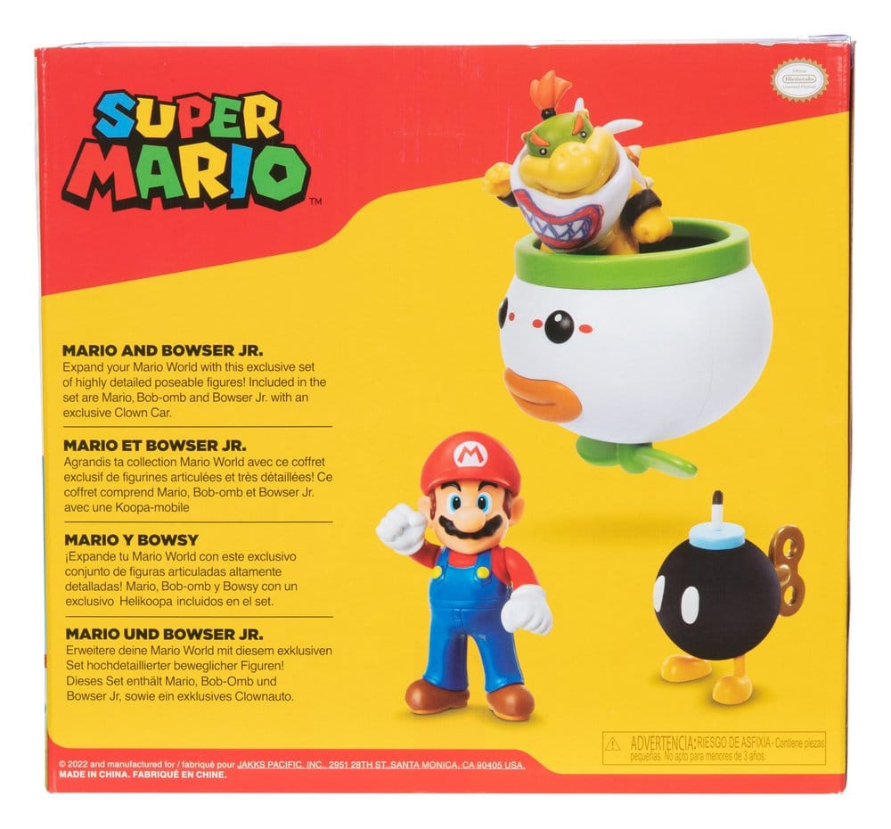World of Nintendo Pack de 2 Figuras Mario and Bowser Jr. Clown Car 6 cm