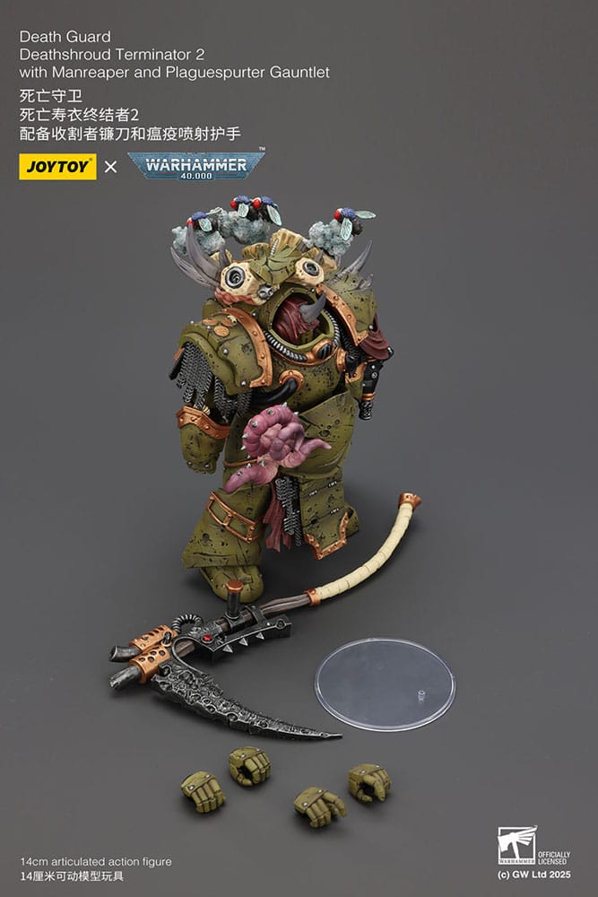 Warhammer 40k Figura 1/18 Death Guard Deathshroud Terminator Championwith Manreaper and Plaguespurter Gauntlets 14 cm - Z POP Toys