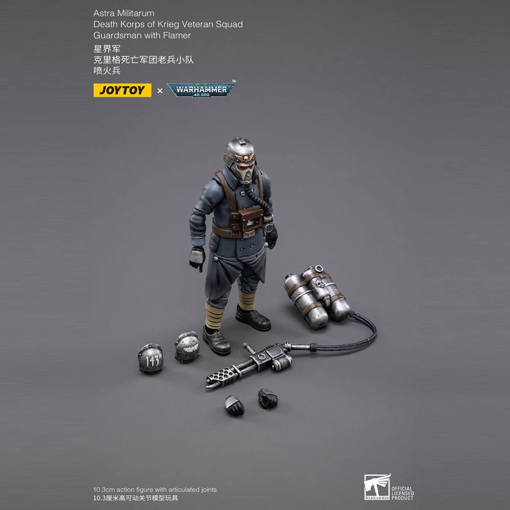 Warhammer 40k Figura 1/18 Death Korps of Krieg Veteran Squad Guardsman with Flamer 10 cm