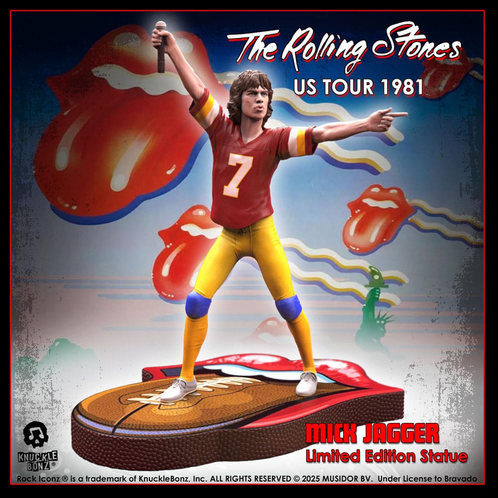 Rolling Stones Estatua Rock Iconz Mick Jagger US Tour 1981 (Burgundy Jersey) 22 cm - Z POP Toys