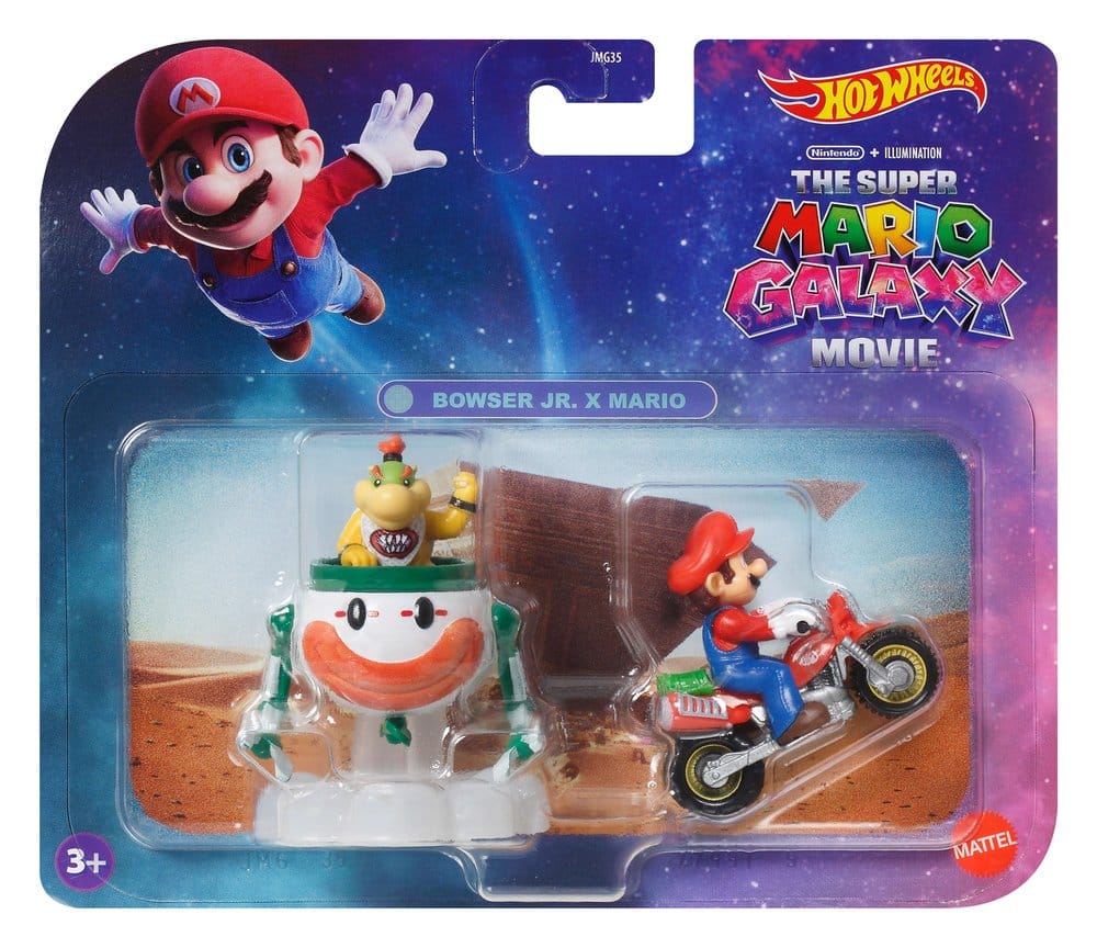 Super Mario Hot Wheels Vehículos Die-Cast pack de 2 1/64 Mario & Bowser Jr.