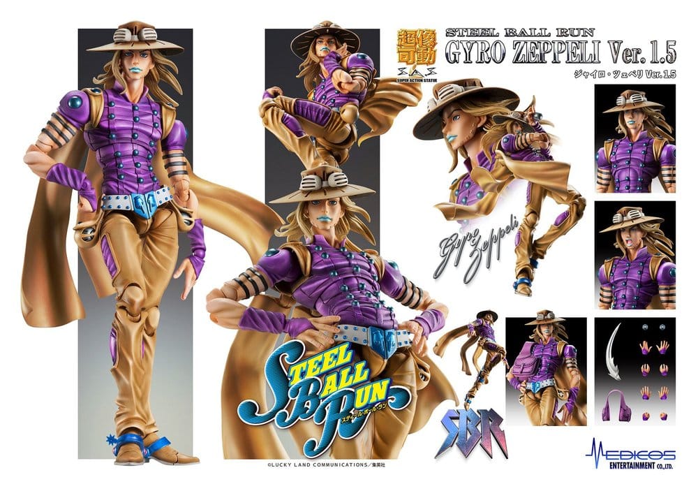 JoJo's Bizarre Adventure Part 7: Steel Ball Run Figura Super Action Chozokado Gyro Zeppeli Ver.1.5 16 cm