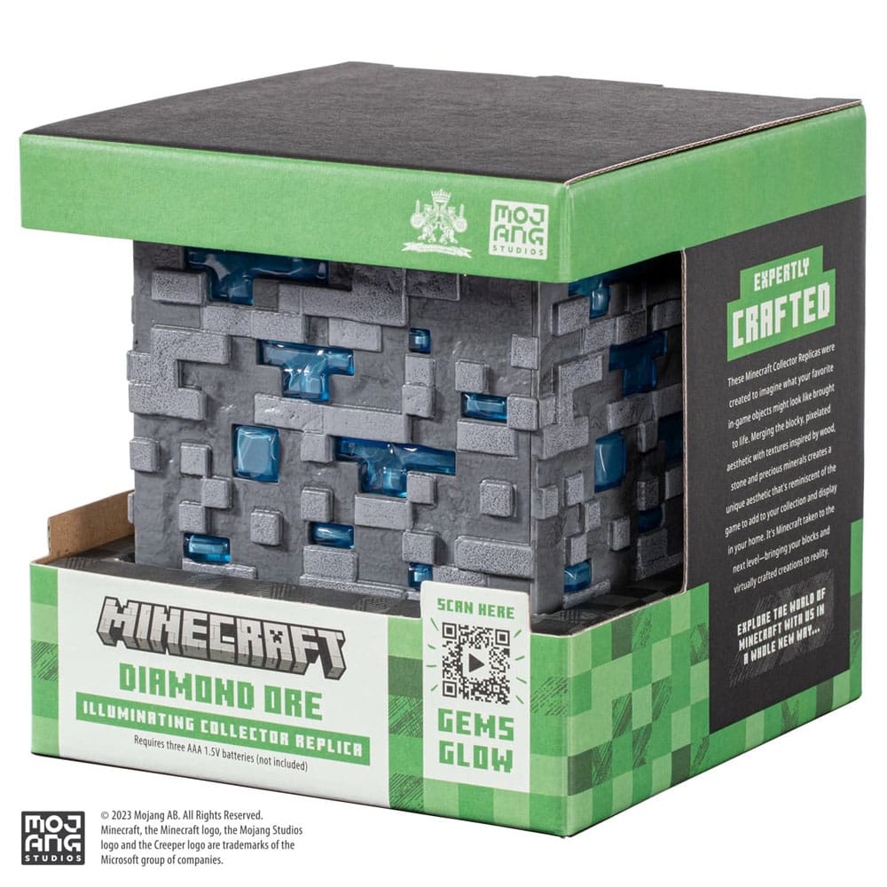 Minecraft Réplica Illuminating Diamond Ore Cube 10 cm