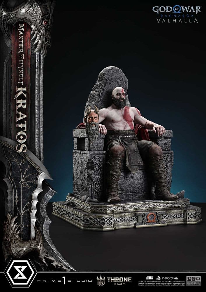 Throne Legacy God of War Series Estatua 1/3 Ragnarok Master Thyself Kratos 67 cm