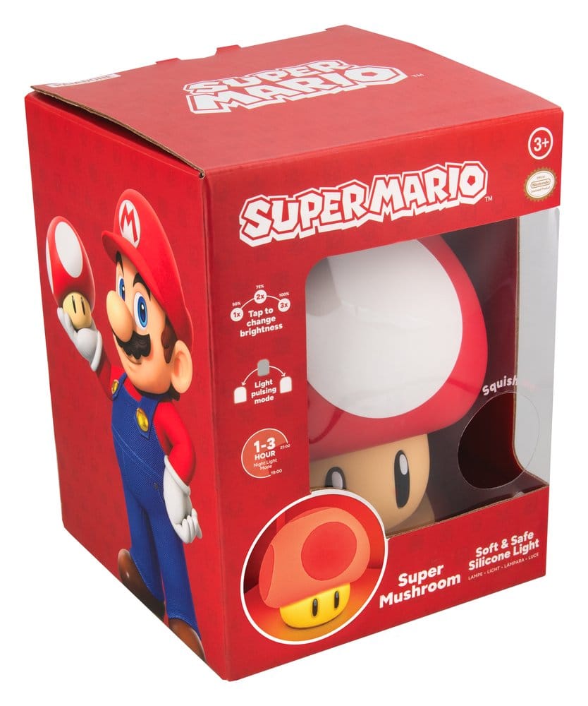 Super Mario SquishyGlo Lámpara Super Mushroom Rechargeable 15 cm
