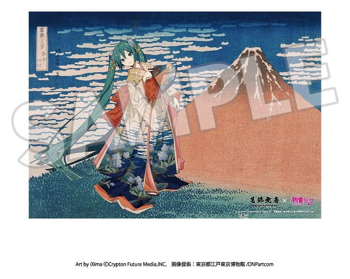 Katsushika Hokusai x Hatsune Miku Panel acrílico Thirty-six Views of Mount Fuji Fine Wind, Clear Morning 30 cm