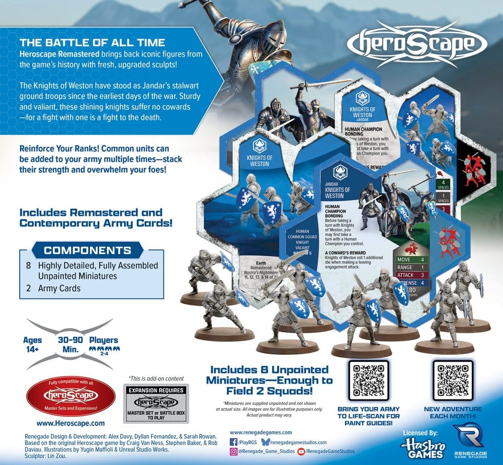 Heroscape Juego de Mesa Expansión de Ejército Knights of Weston Remastered *Edición Inglés*
