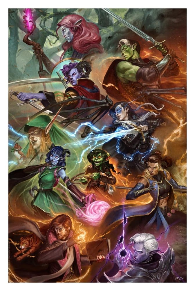 Critical Role Litografia Mighty Nein 41 x 61 cm - sin marco