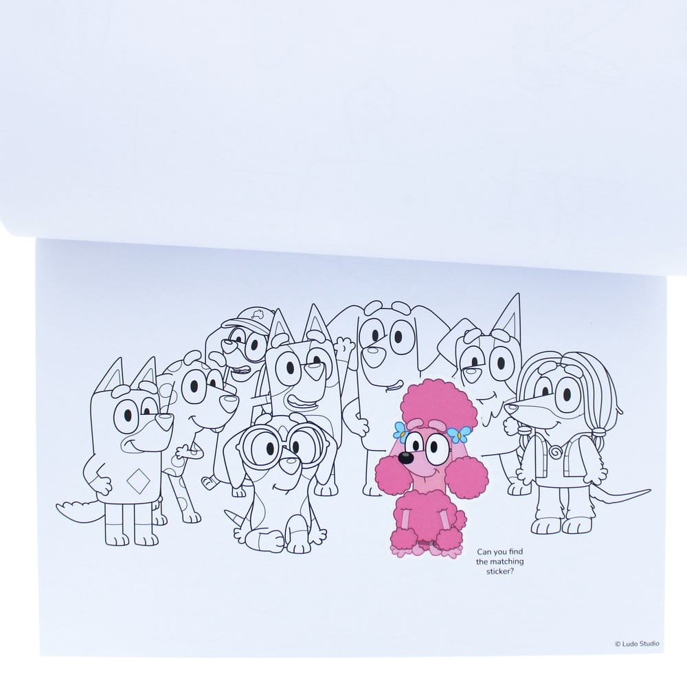 Bluey Libro de colorear A4 & Set de Pegatinas