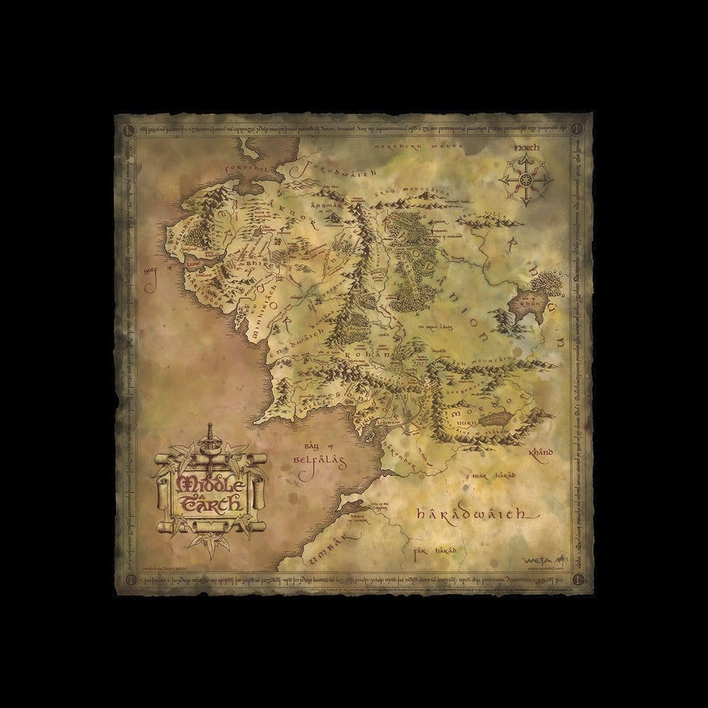 El Señor de los Anillos Litografia Parchment Map of Middle-earth 59 x 30 cm